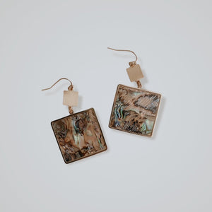 Square abalone shell earring